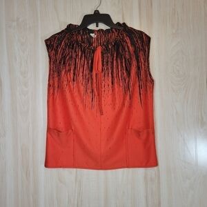 Figurettes Orange & Black Blouse Top Sz Med